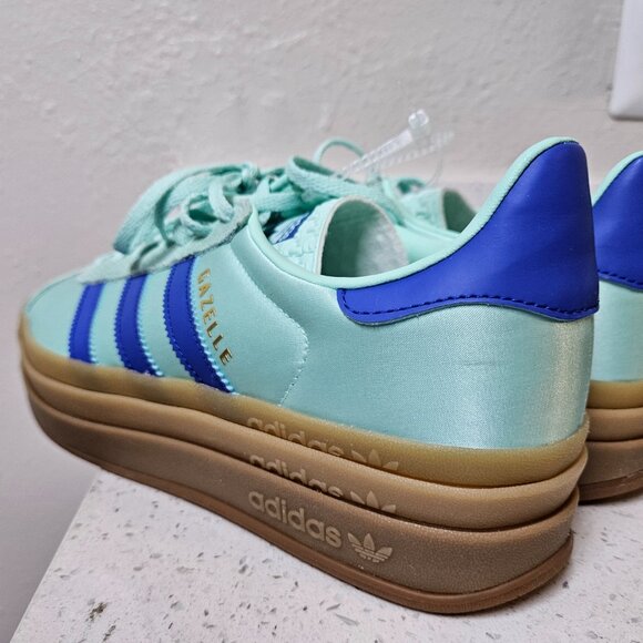 Size 8.5 - Adidas Gazelle Bold Platform Clear Mint Lucid Blue Satin W - Picture 9 of 14
